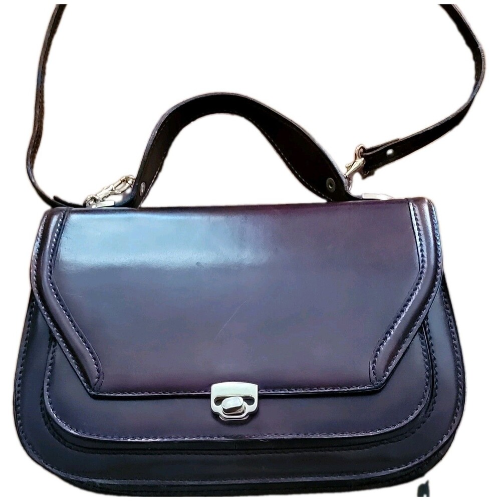 Women’s Vintage Innocenti & Gennai Satchel Top Handle Burgundy Push Lock Strap